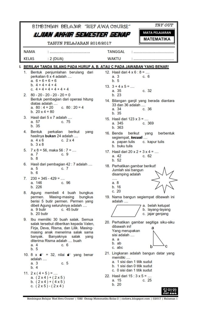 Menaklukkan Angka: Panduan Lengkap Mengunduh Soal Matematika Kelas 4 Semester 2