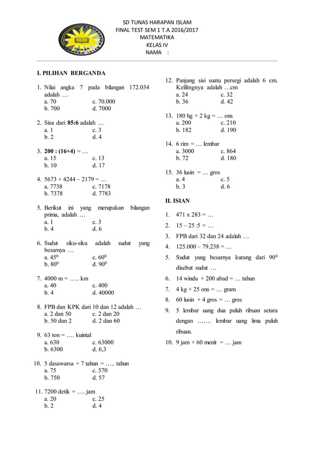 Panduan Lengkap Download Soal Matematika Modul (MM) Kelas 6 Semester 2 Kurikulum 2013: Persiapan Optimal untuk Sukses
