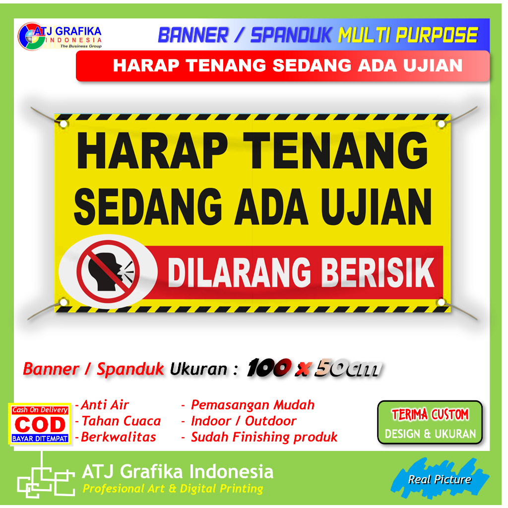Jual Banner spanduk harap tenang sedang ada ujian peringatan dilarang Jual Banner spanduk harap tenang sedang ada ujian peringatan dilarang