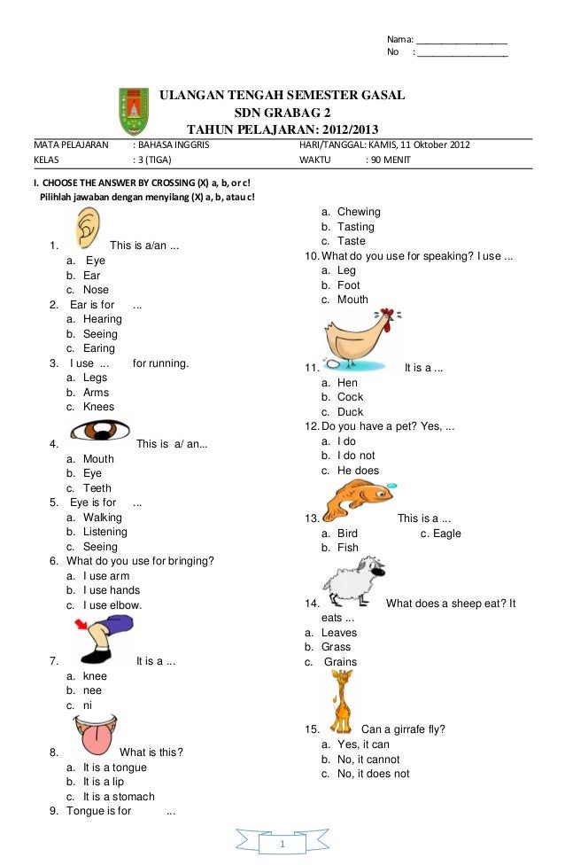 Download Soal Bahasa Inggris Kelas 1 Semester 1 Rief Awa Blog 722