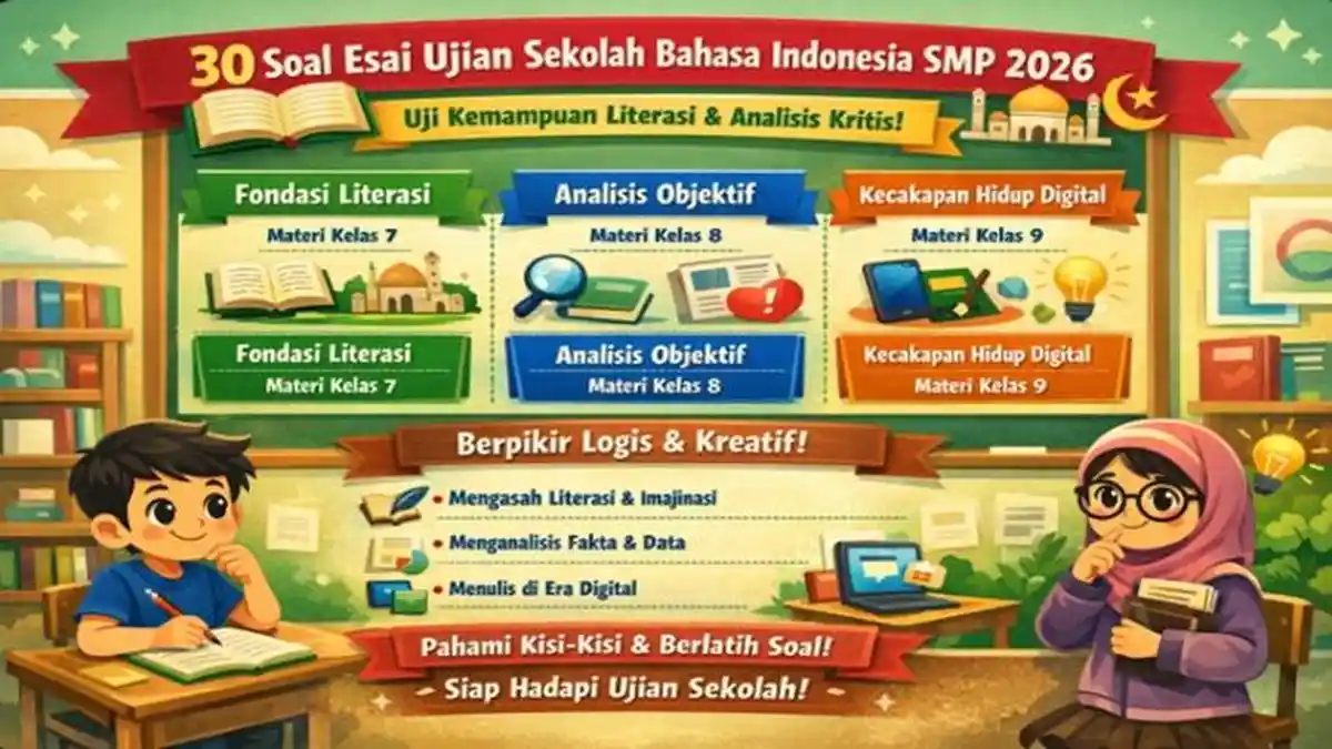 30 Soal Esai Ujian Sekolah Bahasa Indonesia Kelas 9 SMP Semester 2