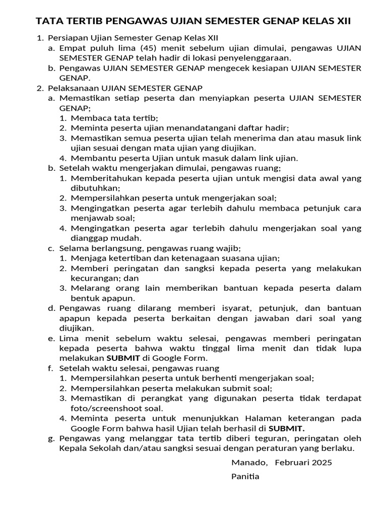 Tata Tertib Ujian Semester Genap XII PDF Tata Tertib Ujian Semester Genap XII PDF