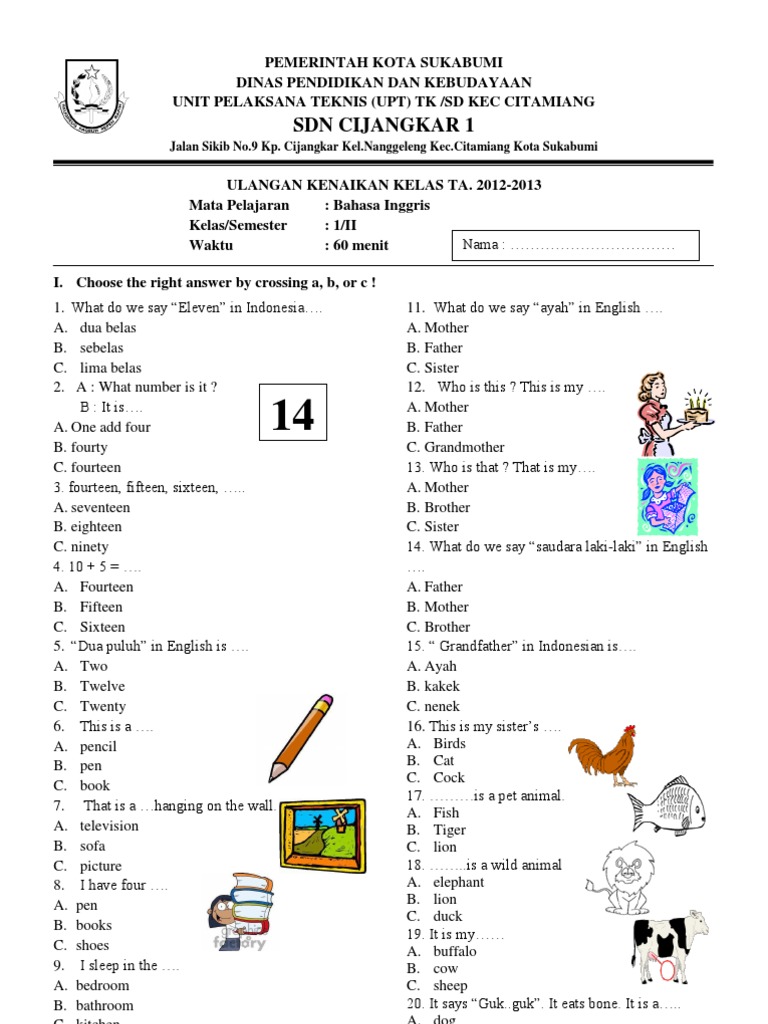 7 Contoh Soal Bahasa Inggris Kelas 2 SD yang Terbukti Bikin Anak Jago Grammar
