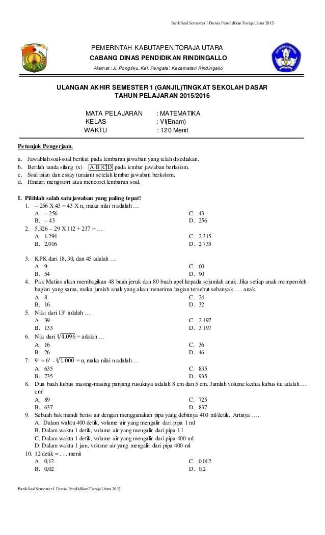 7 Contoh Soal Matematika Kelas 6 Semester 2 yang Sering Muncul di Ujian 2026, Wajib Kuasai