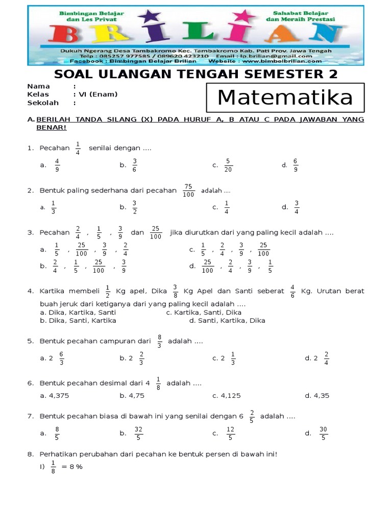 7 Soal Ulangan Matematika Kelas 6 Semester 2 Paling Sulit yang Wajib Dikuasai Sebelum Ujian 2026