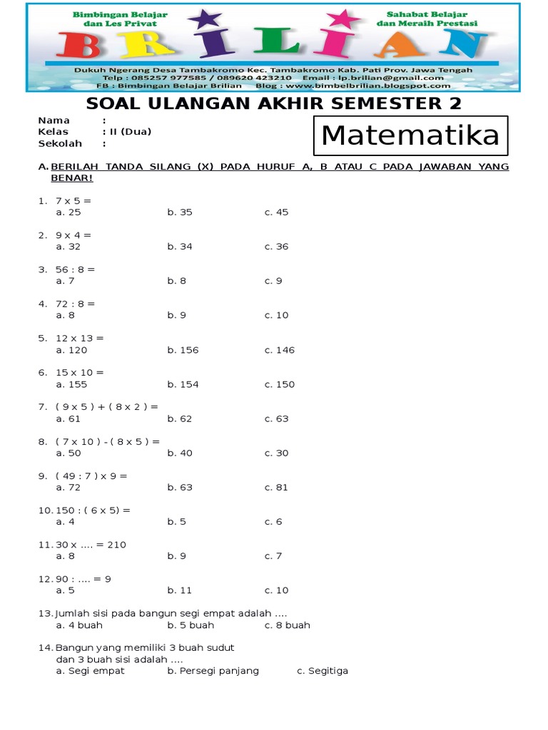 7 Trik Jitu Menaklukkan Soal Kelas 2 SD Matematika Semester 2 yang Jarang Diketahui Orang Tua