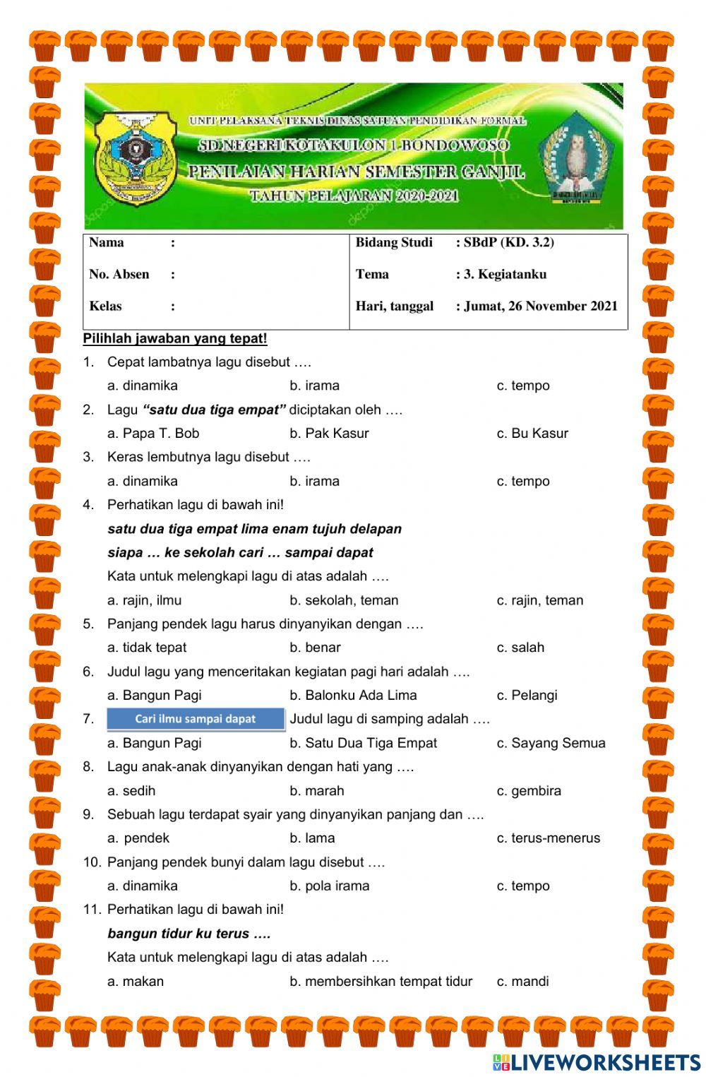 Asah Kreativitas dan Apresiasi Seni Latihan Soal Kelas 2 Tema 4 SBdP Asah Kreativitas dan Apresiasi Seni Latihan Soal Kelas 2 Tema 4 SBdP