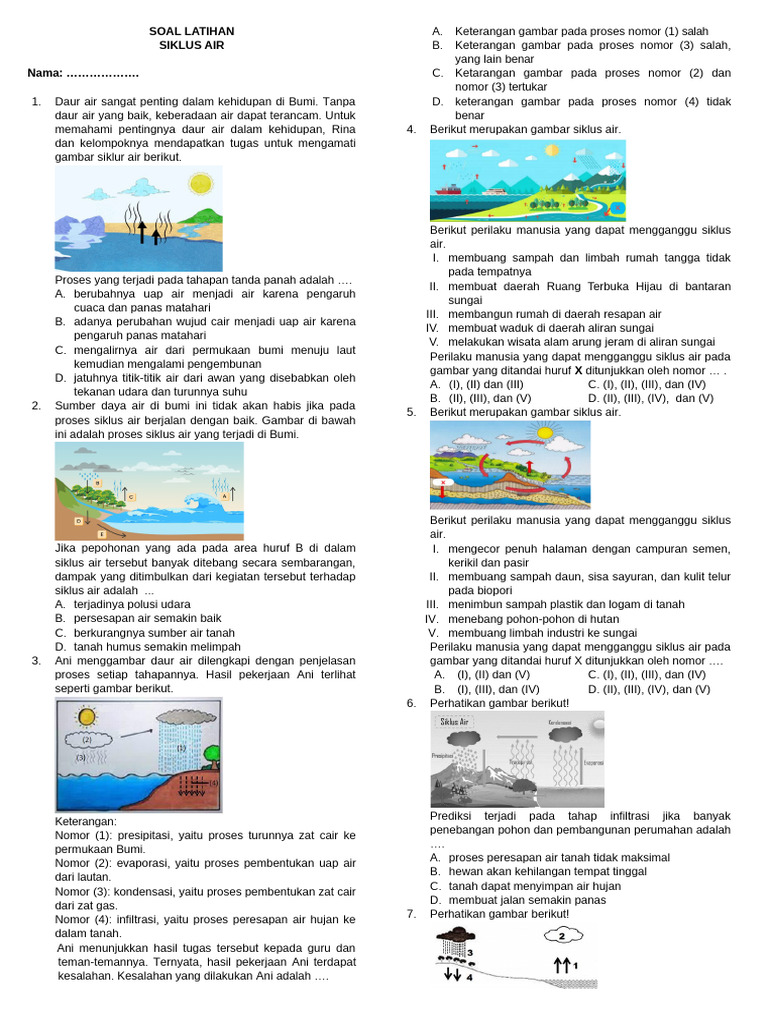 Soal Latihan Siklus Air untuk Siswa PDF Soal Latihan Siklus Air untuk Siswa PDF