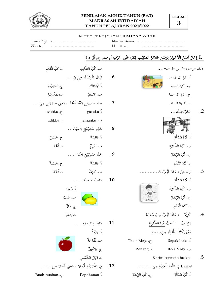 7 Contoh Soal Bahasa Arab Kelas 5 Semester 1 yang Sering Muncul di Ujian dan Kunci Jawaban Terlengkap