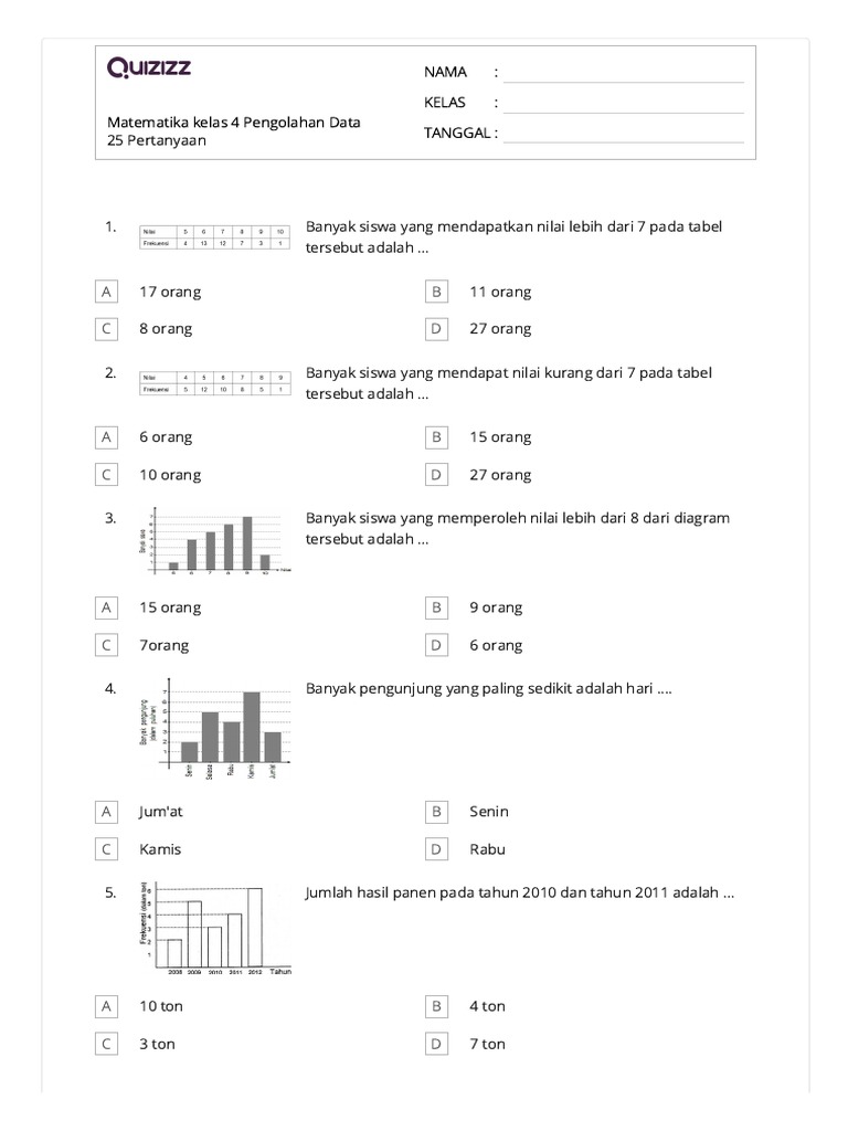 Terbukti! 4 Latihan soal kelas 4 matematika semester 2 tentang pengumpulan data Efektif