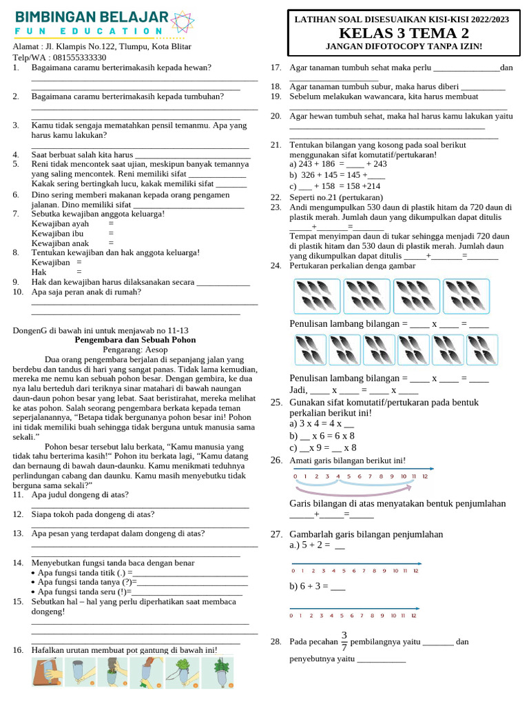 Latihan Soal Kelas 3 Tema 2 2022 2023 PDF Metode Bahan Ajar Latihan Soal Kelas 3 Tema 2 2022 2023 PDF Metode Bahan Ajar