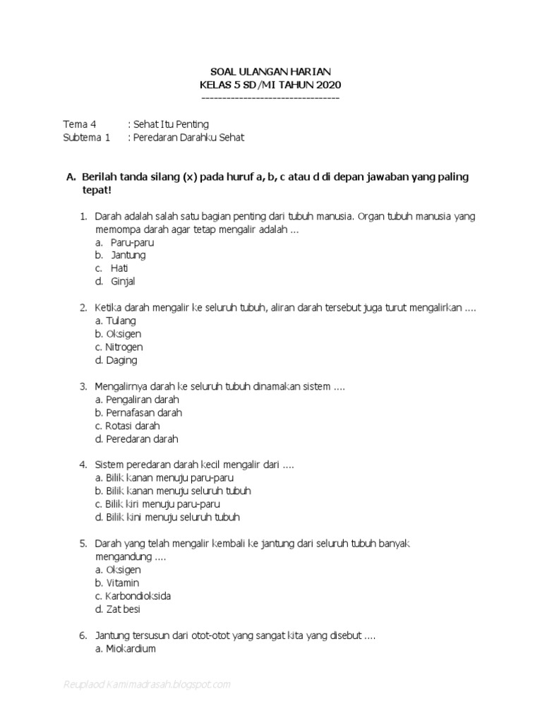 Terbukti Mudah! Download Soal Ulangan Harian Kelas 5 Tema 4 Subtema 1 Gratis Sebelum Libur