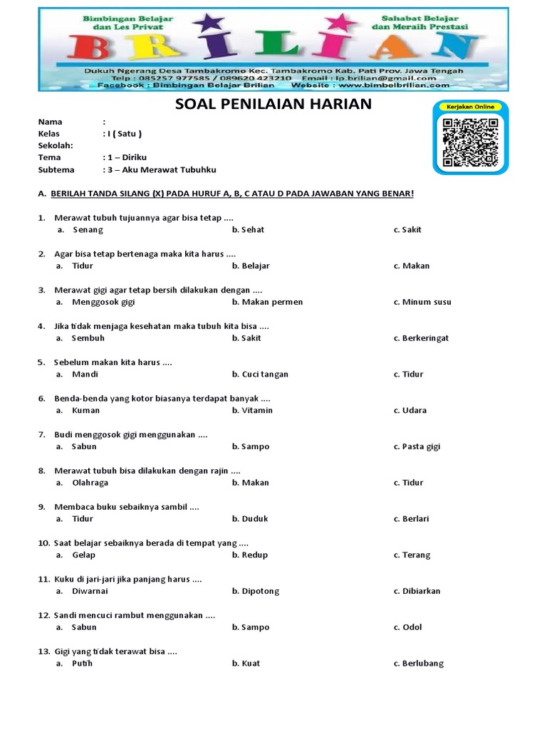 3 Rahasia Menjawab Soal Sutema 3 Kelas 1 Aku Merawat Tubuhku Agar Nilai Sempurna