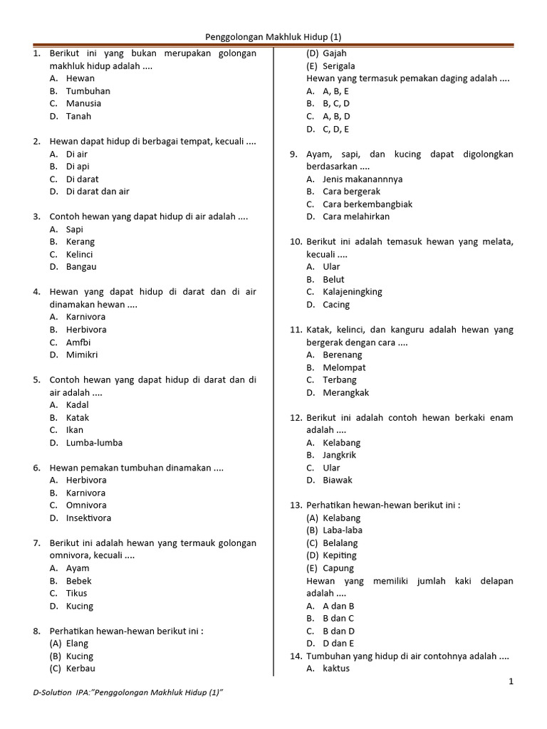 Ternyata Ini Bocoran Soal IPA Tentang Makhluk Hidup Kelas 3 Paling Akurat Tahun Ini Ternyata Ini Bocoran Soal IPA Tentang Makhluk Hidup Kelas 3 Paling Akurat Tahun Ini