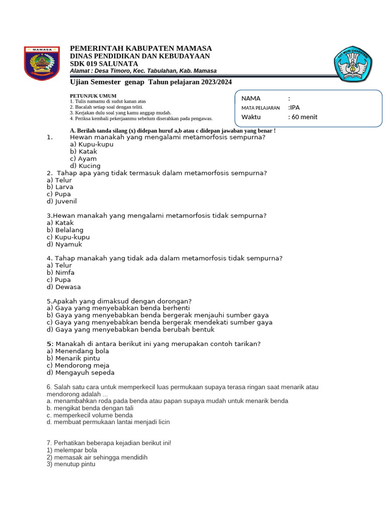 Wajib Tahu Link Download Soal Ulangan Kelas 4 Semester 2 IPA Terbaru Agar Nilai Maksimal